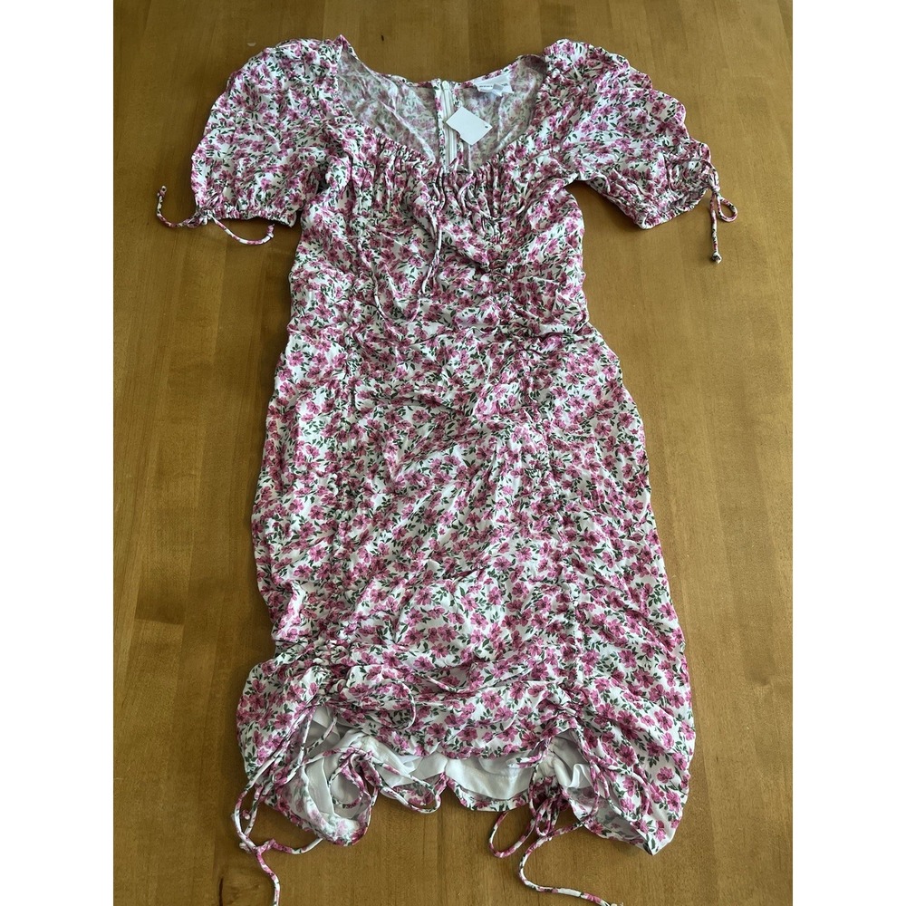 Skylar + Madison Floral Dress Rouched Womens Sz M Medium NEW Pink Floral Lined‎